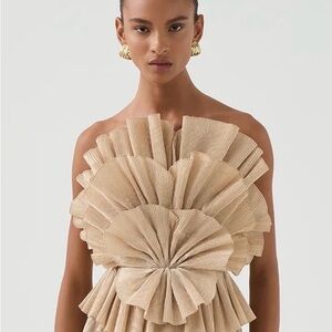 Aje Strapless Pleated Cream Bustier